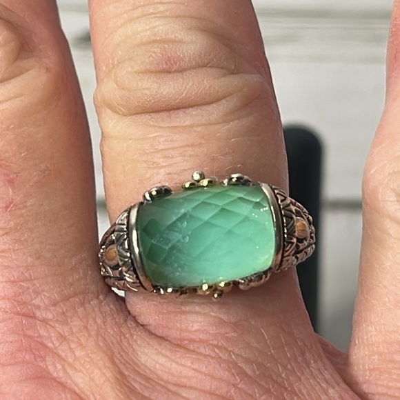 Beautiful Barbara Bixby Sterling Silver 18K Chrysoprase Doublet Ring. - Picture 9 of 9